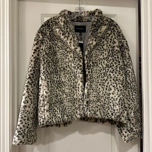 Banana Republic Faux Fur Leopard Coat